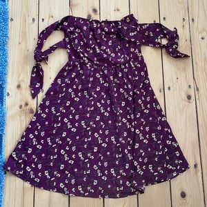 Purple flower off the shoulder dress